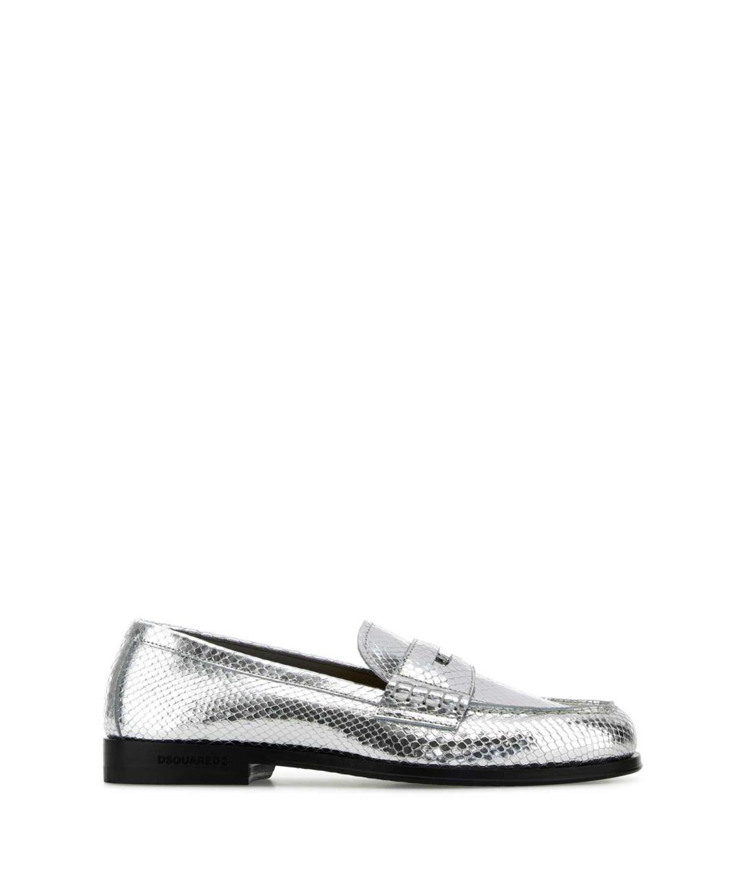 DSQUARED2 Серебряные кожаные лоферы, фото 1