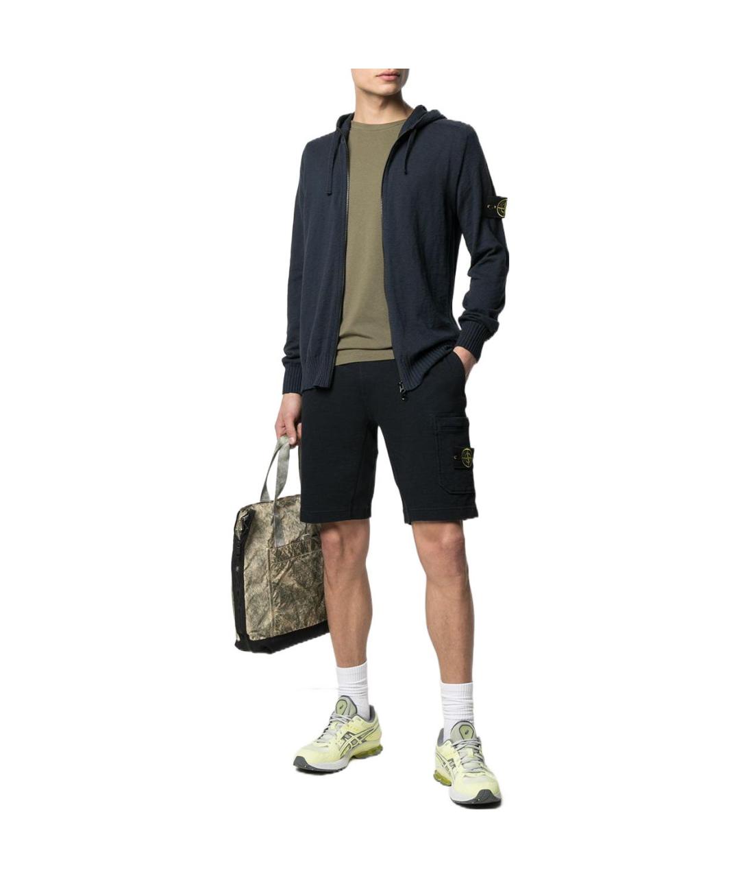 STONE ISLAND Черные хлопковые шорты, фото 2
