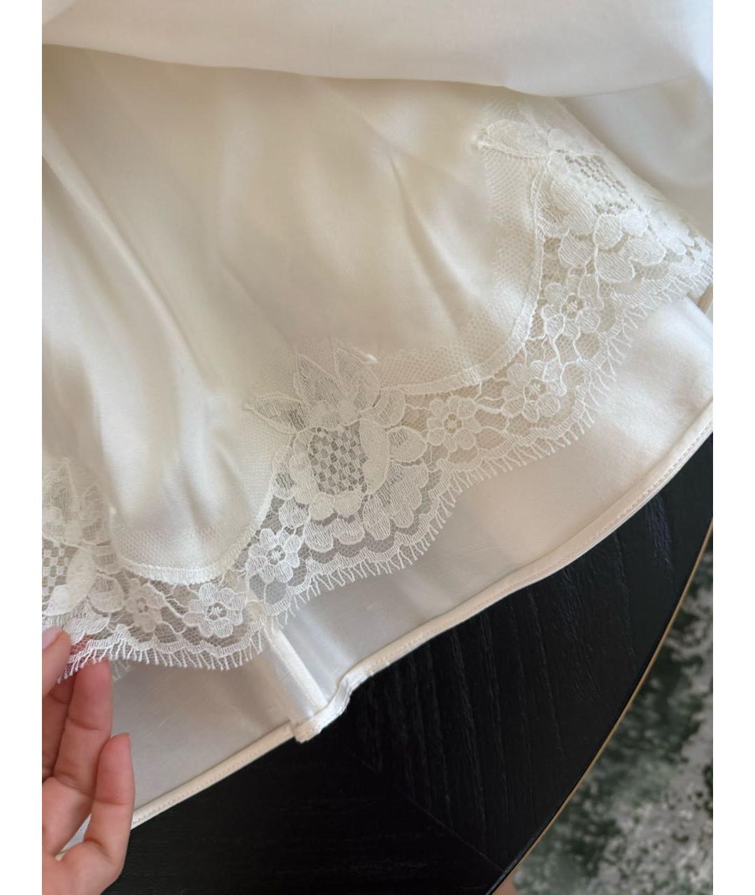 DOLCE&GABBANA Белая шелковая юбка миди, фото 5