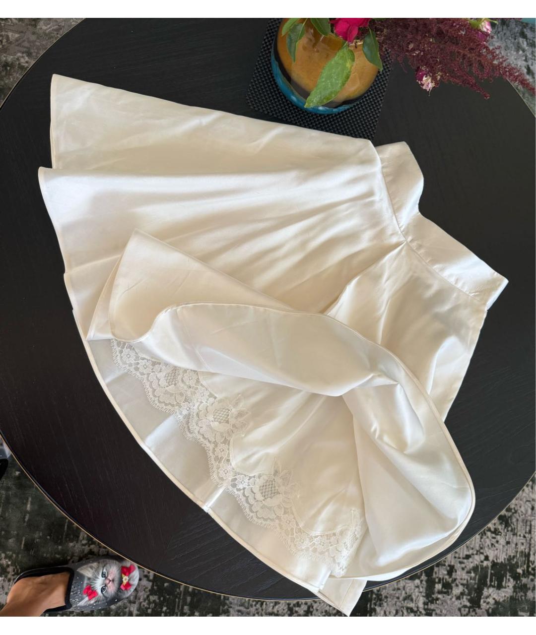 DOLCE&GABBANA Белая шелковая юбка миди, фото 2
