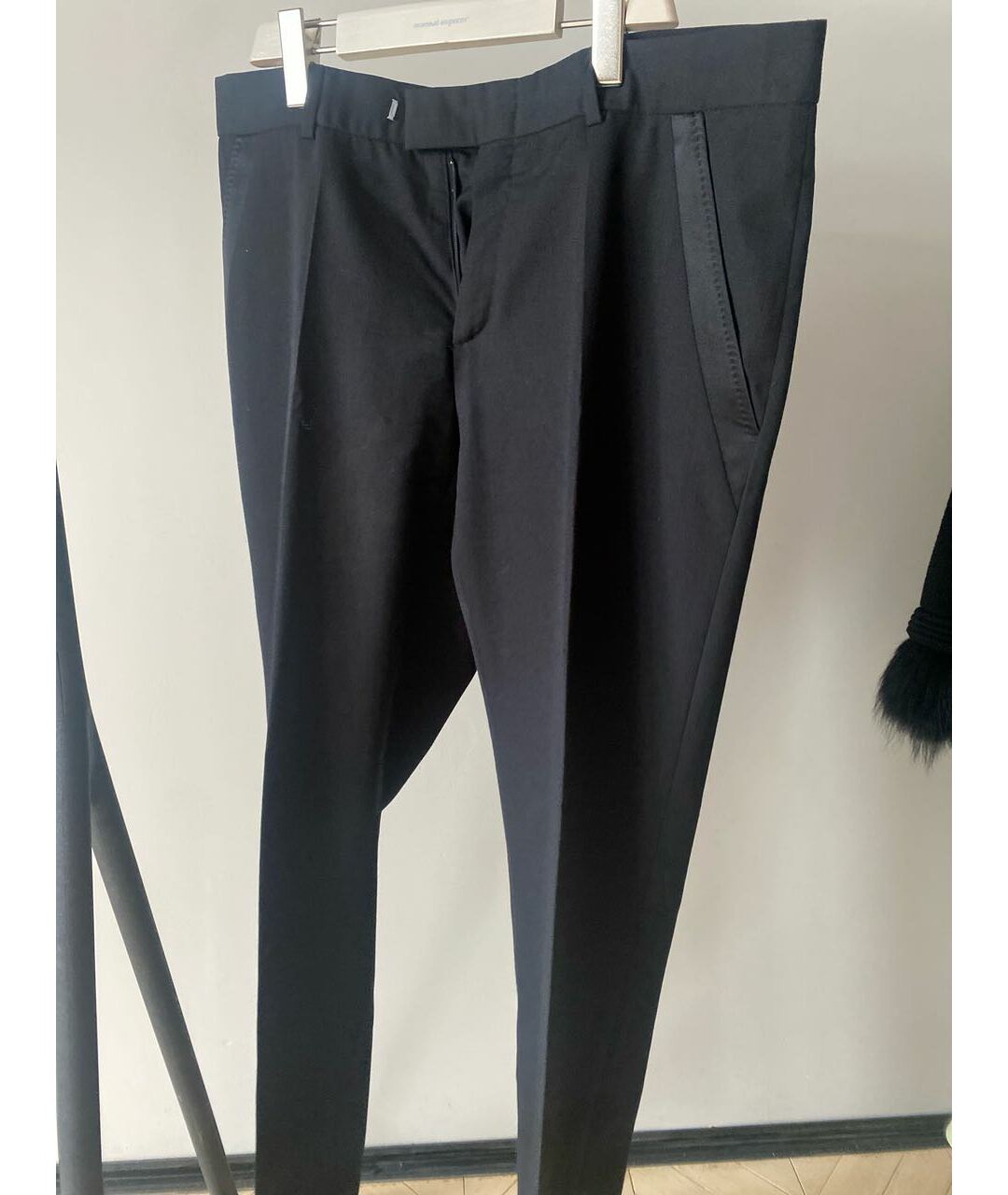 CHRISTIAN DIOR PRE-OWNED Черные шерстяные классические брюки, фото 7