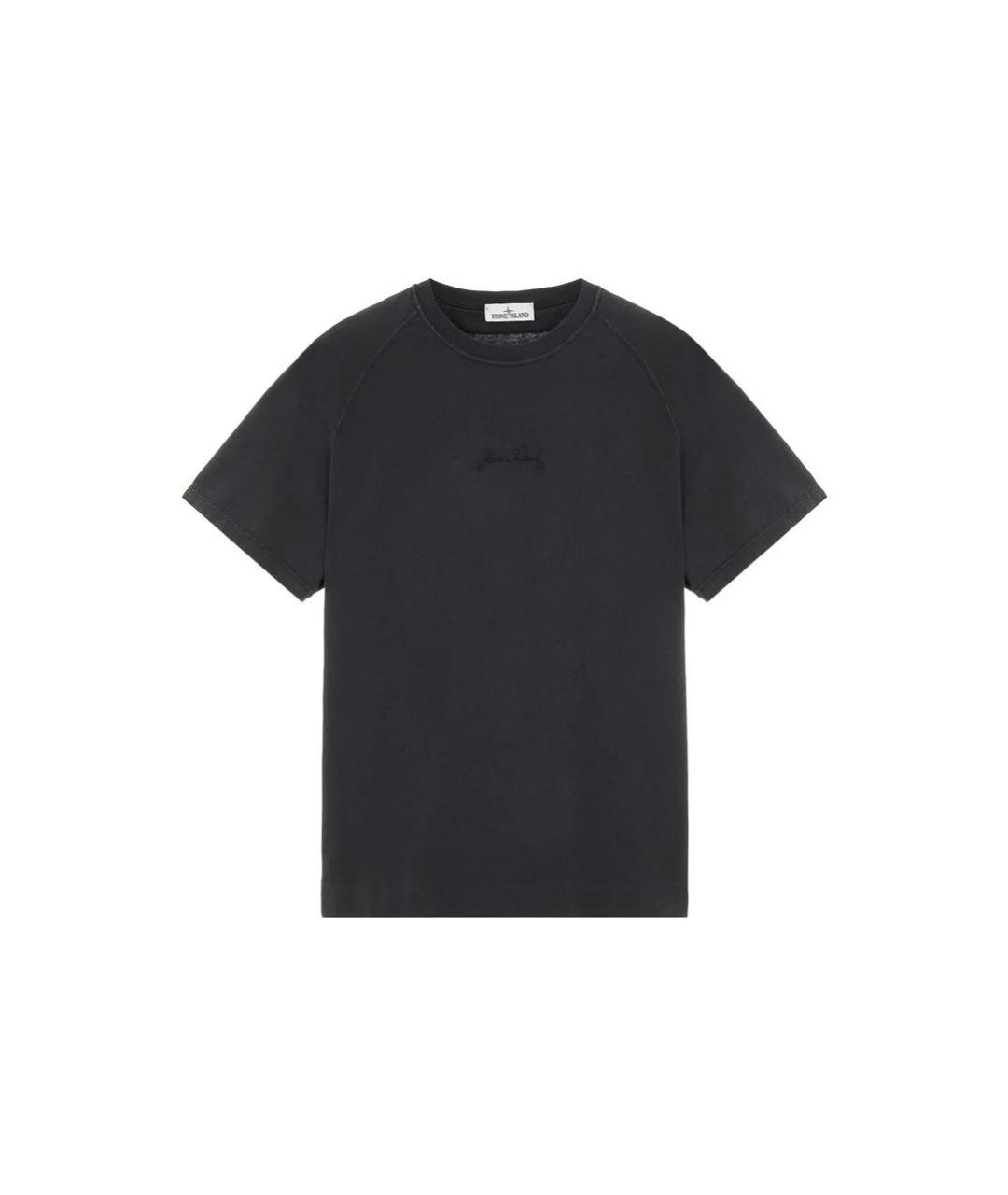 STONE ISLAND Черная хлопковая футболка, фото 1