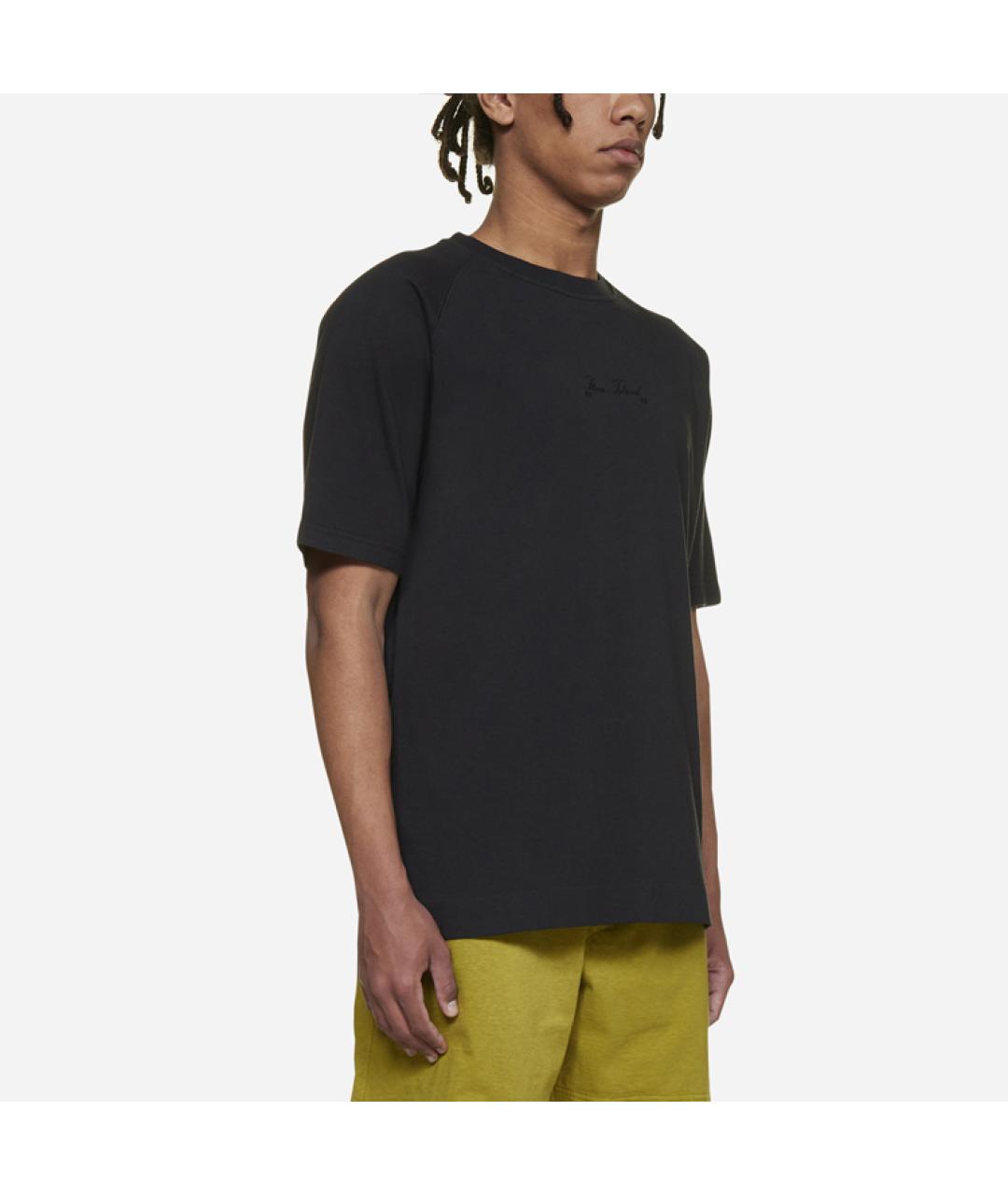 STONE ISLAND Черная хлопковая футболка, фото 4