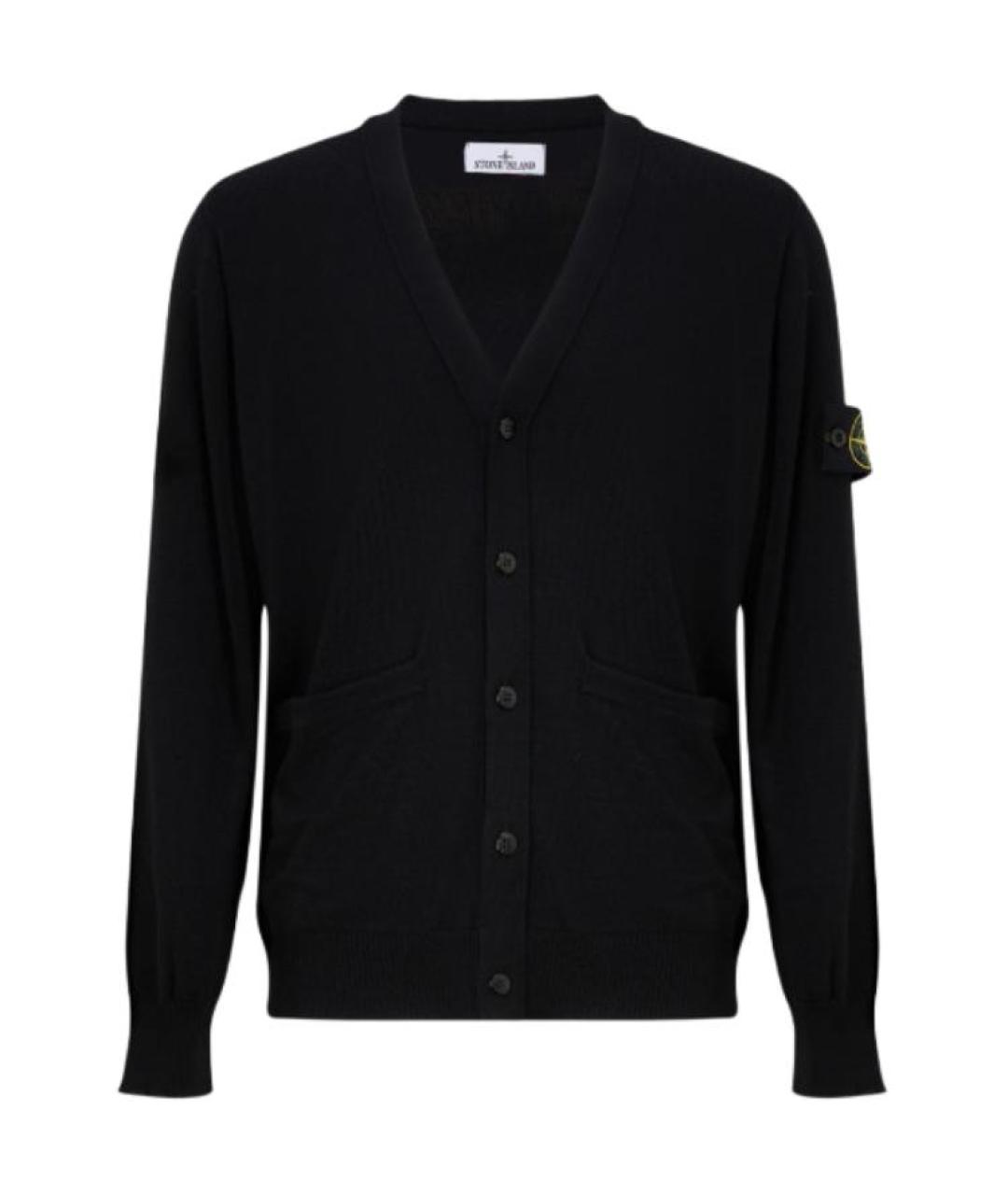 STONE ISLAND Черный шерстяной кардиган, фото 1