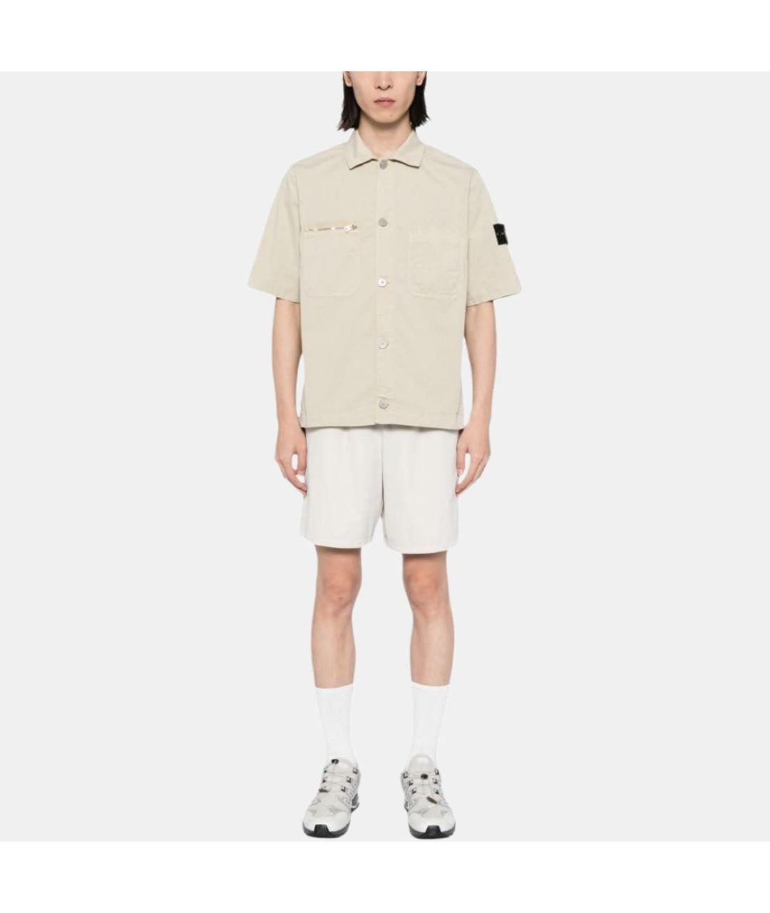STONE ISLAND Бежевая хлопковая кэжуал рубашка, фото 5