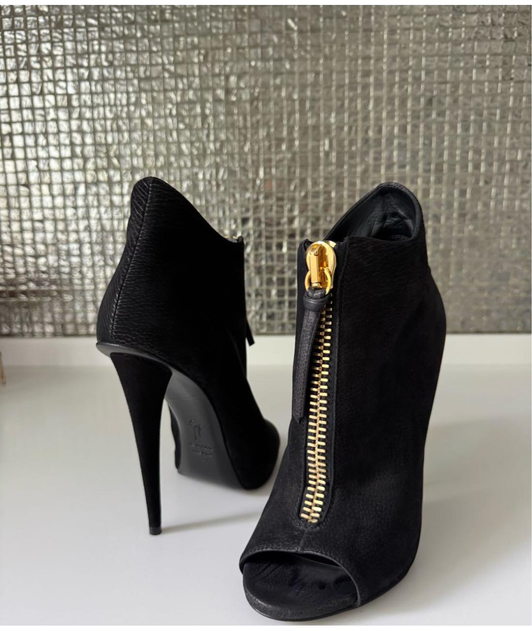 GIUSEPPE ZANOTTI DESIGN Черные нубуковые ботильоны, фото 6