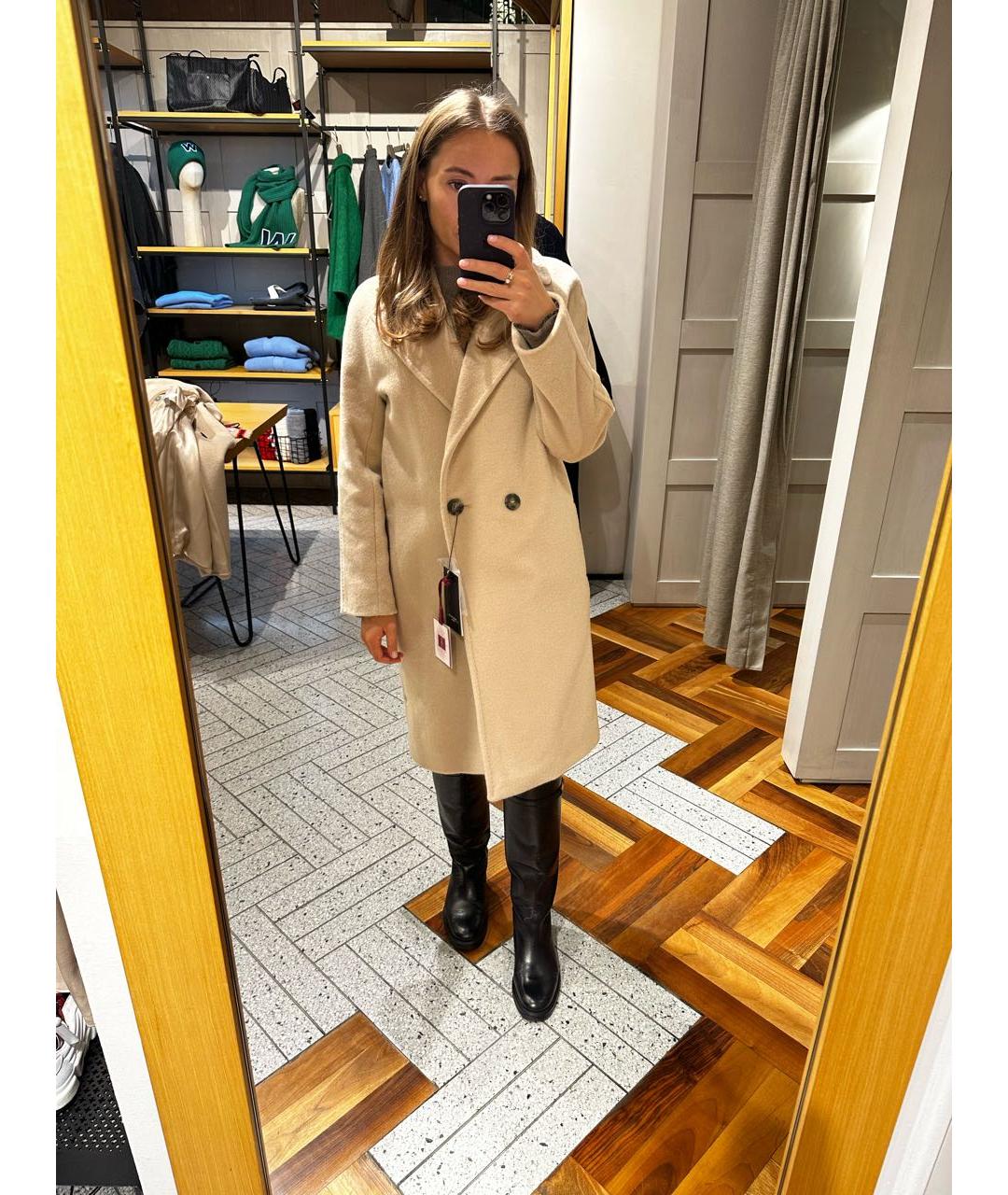 WEEKEND MAX MARA Бежевая шерстяная парка, фото 5