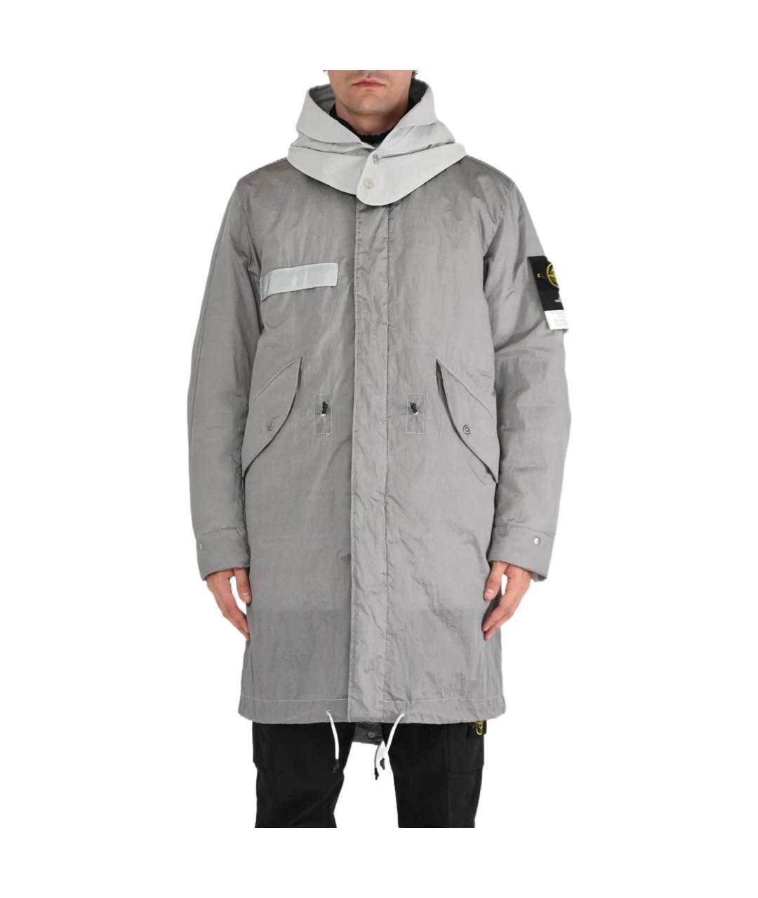 STONE ISLAND Серый тренч / плащ, фото 3