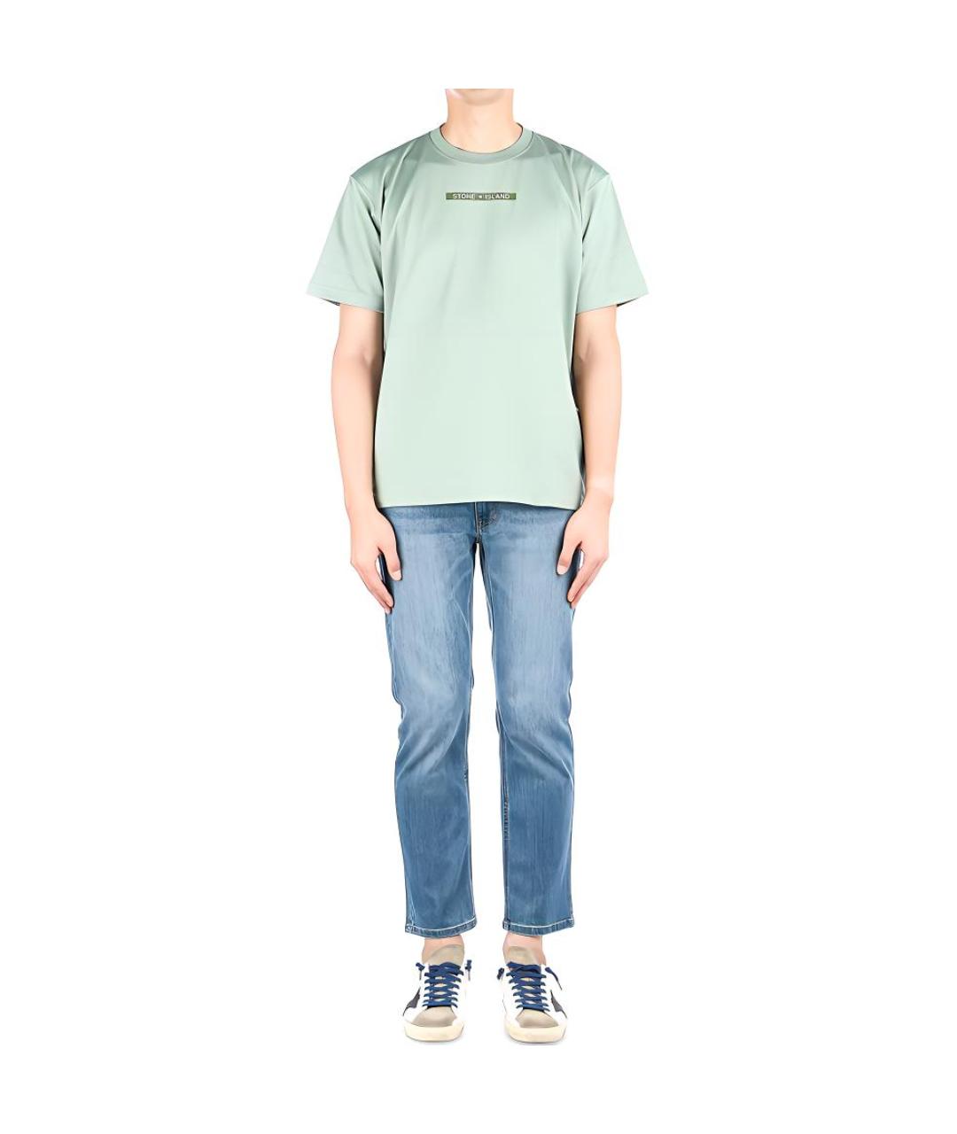 STONE ISLAND Салатовая хлопковая футболка, фото 5