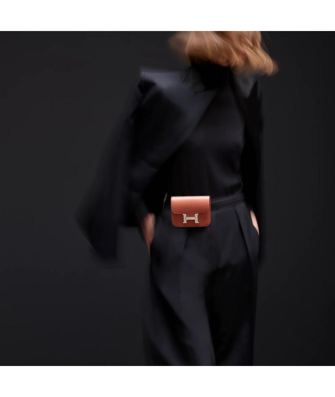 HERMES Черная кожаная поясная сумка, фото 4