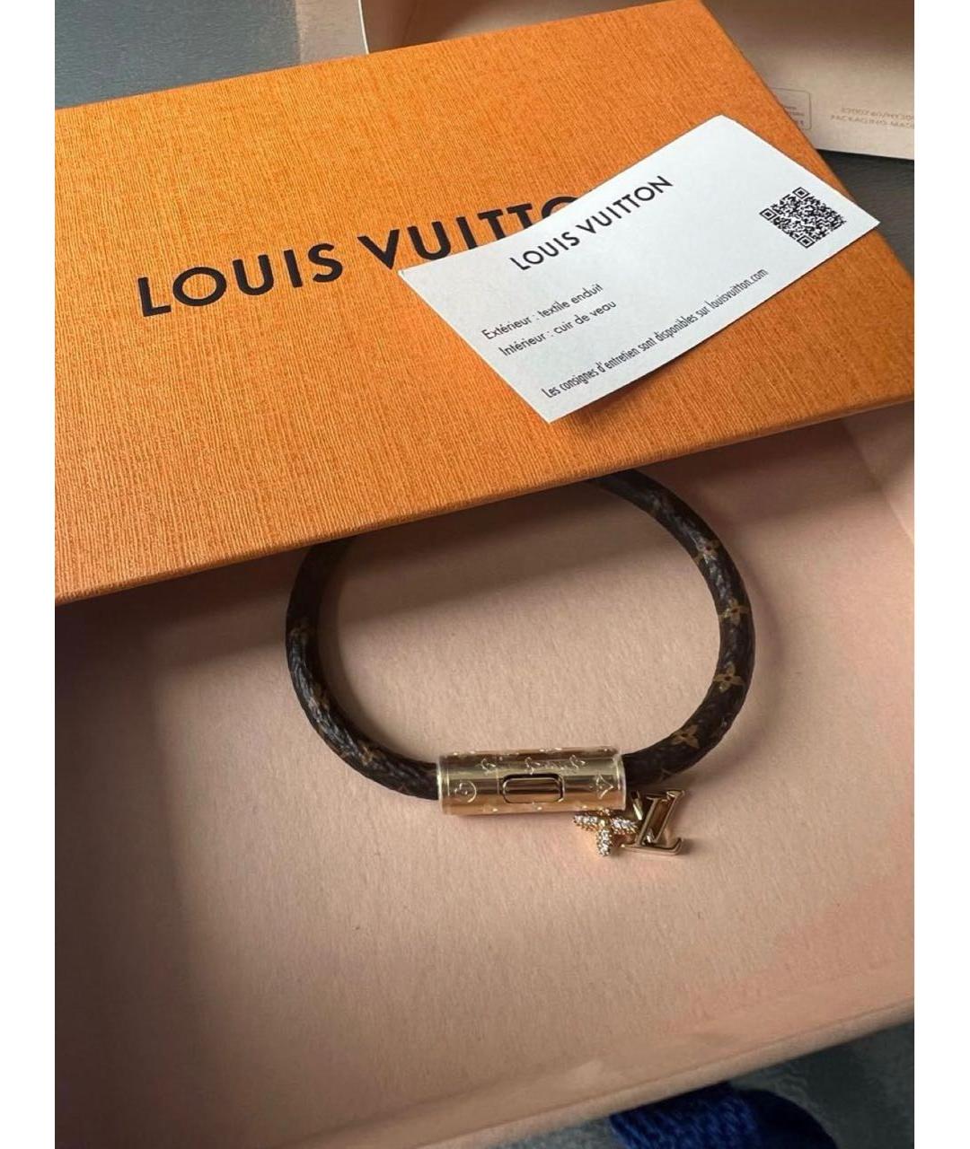 LOUIS VUITTON Коричневый кожаный браслет, фото 5