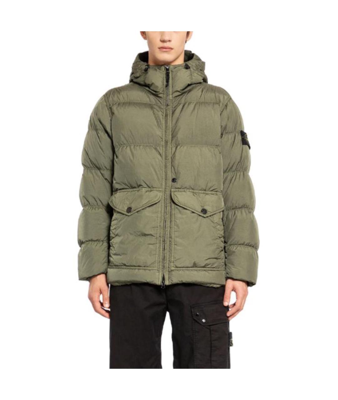 STONE ISLAND Зеленый пуховик, фото 2