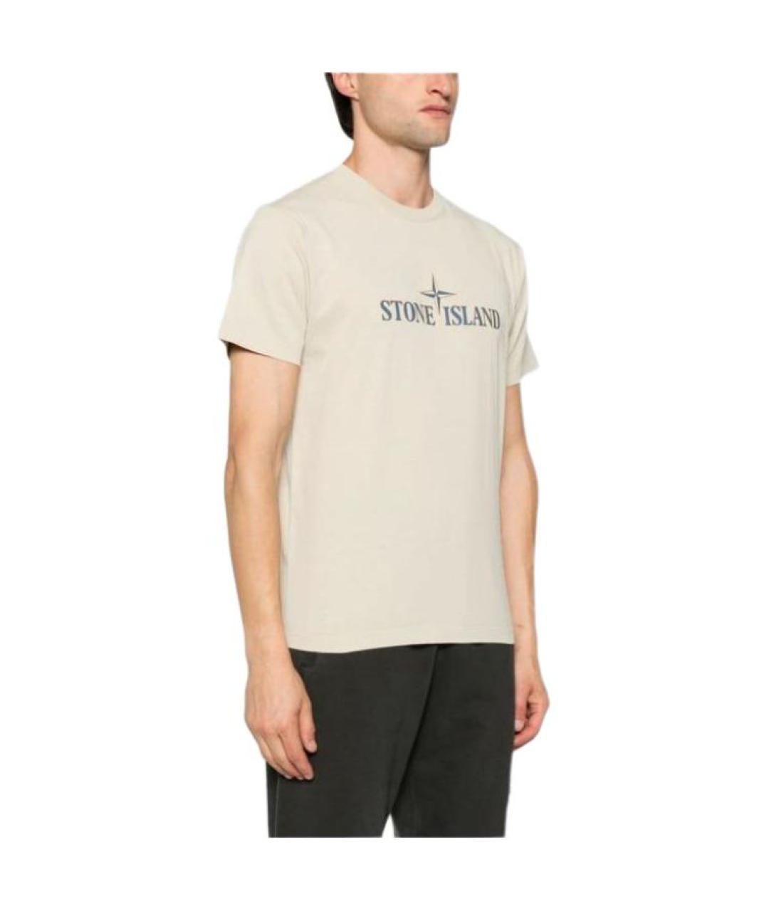 STONE ISLAND Бежевая хлопковая футболка, фото 4