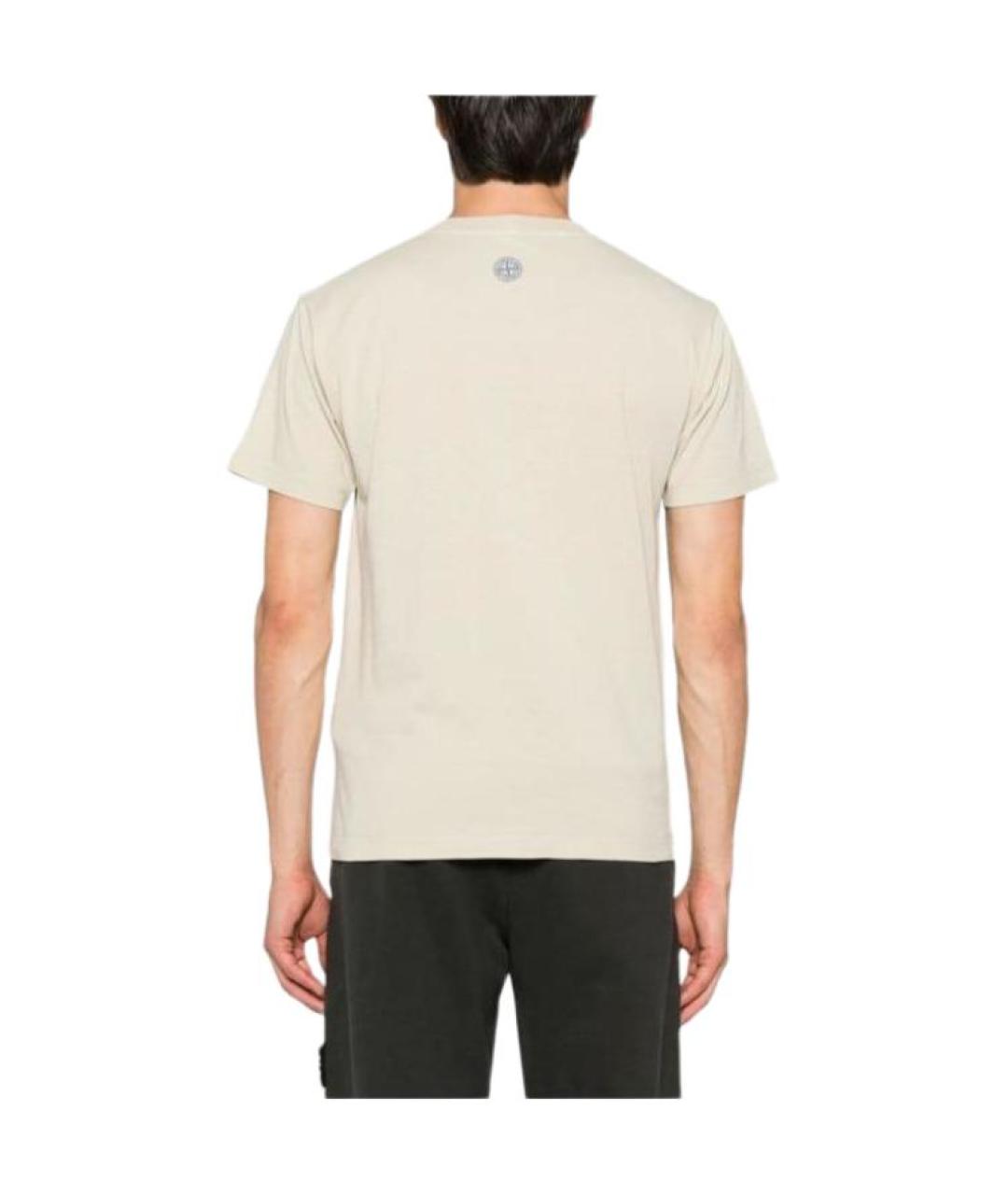 STONE ISLAND Бежевая хлопковая футболка, фото 2