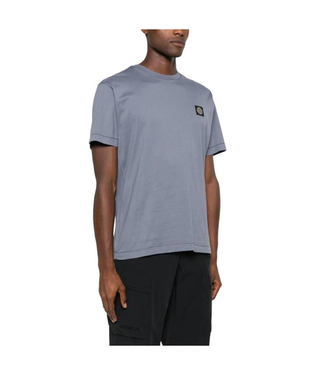 STONE ISLAND Синяя хлопковая футболка, фото 4