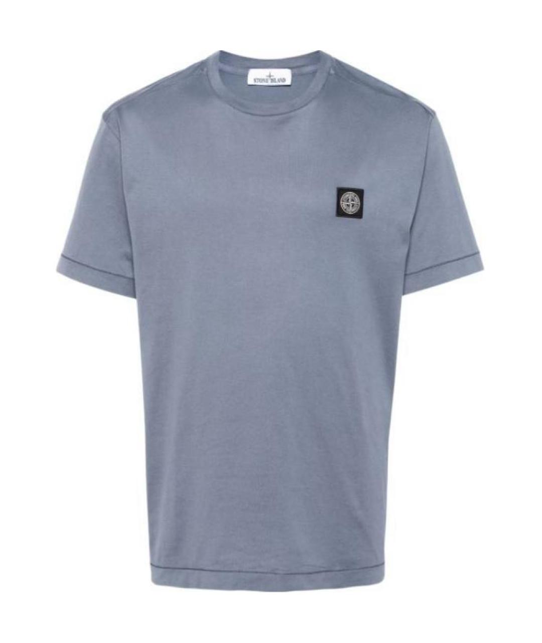 STONE ISLAND Синяя хлопковая футболка, фото 1