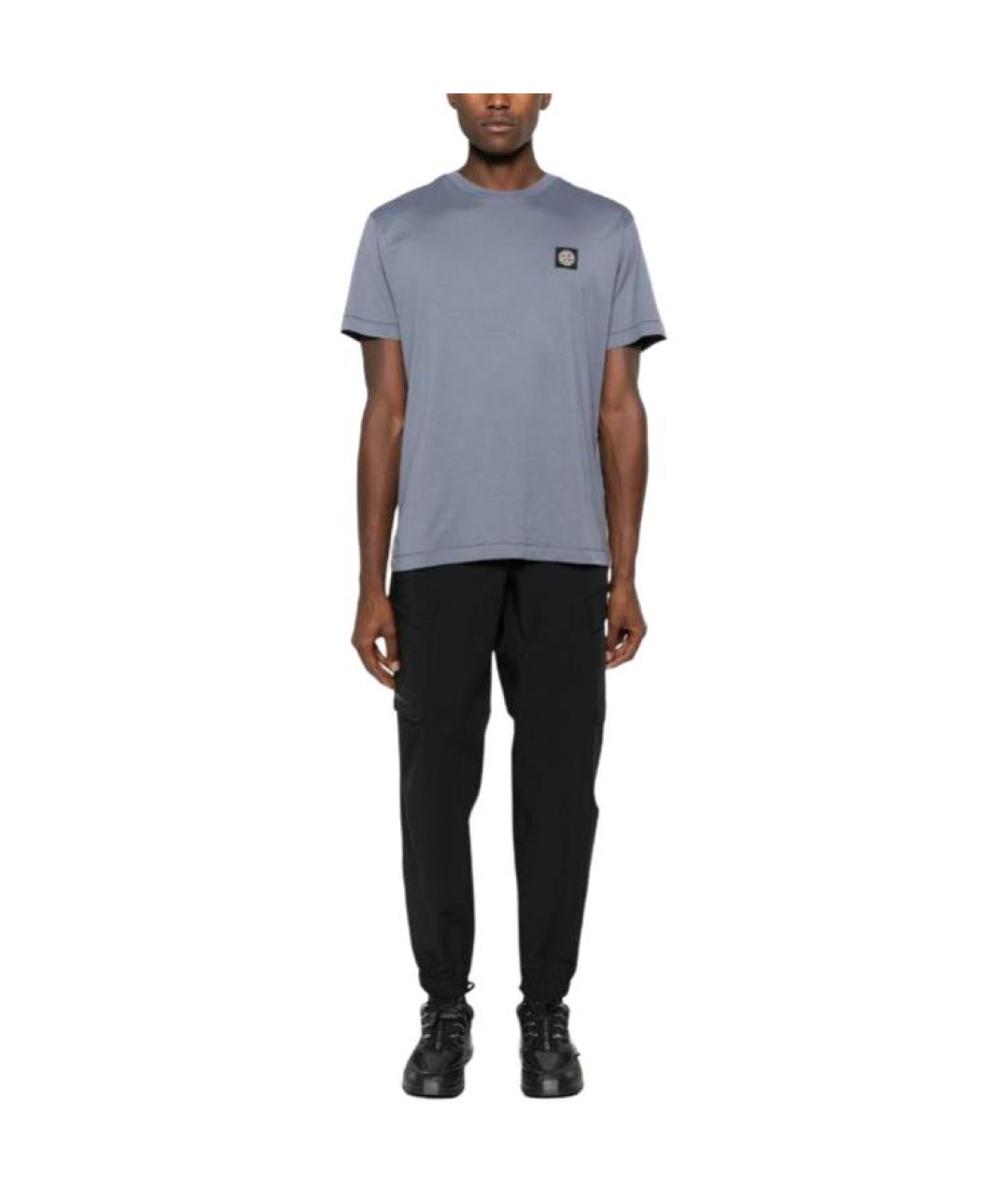 STONE ISLAND Синяя хлопковая футболка, фото 2