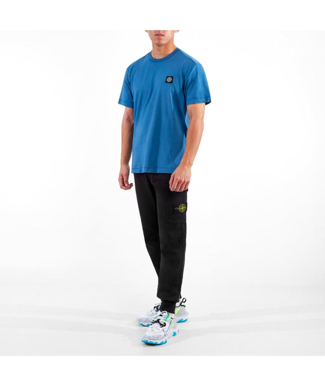 STONE ISLAND Синяя хлопковая футболка, фото 3