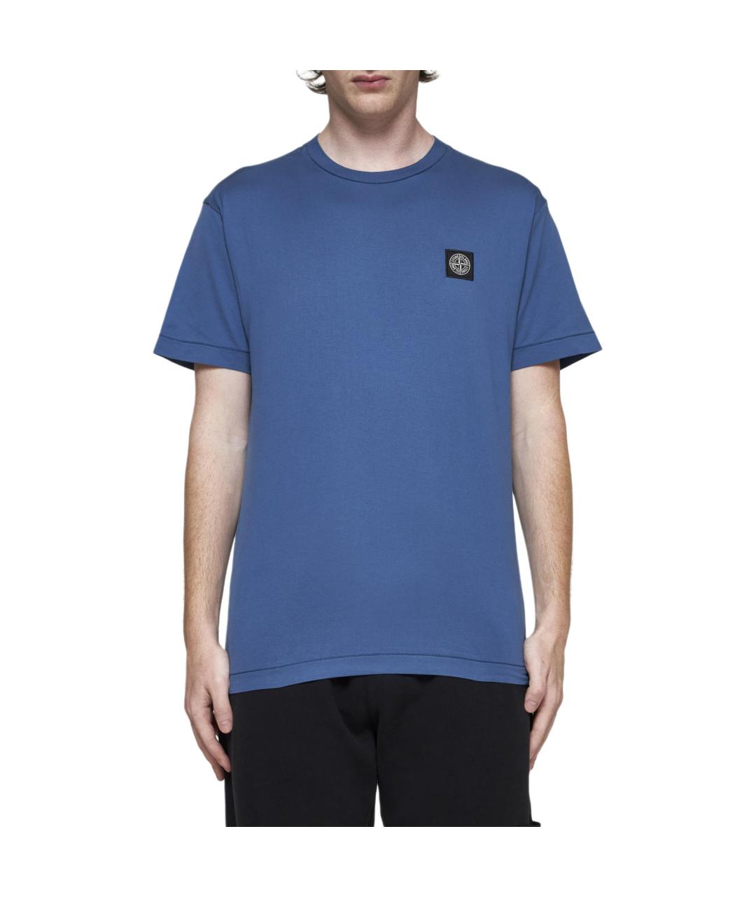 STONE ISLAND Синяя хлопковая футболка, фото 3