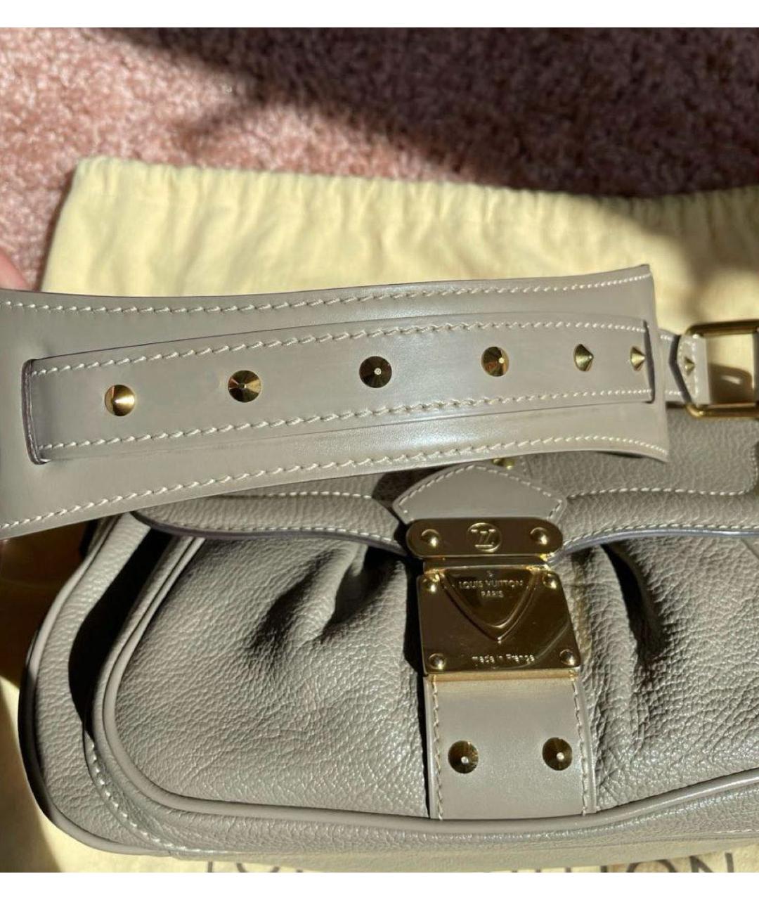 LOUIS VUITTON Бежевая кожаная сумка с короткими ручками, фото 5