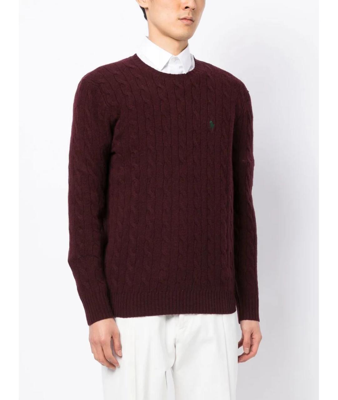 POLO RALPH LAUREN Бордовый шерстяной джемпер / свитер, фото 2