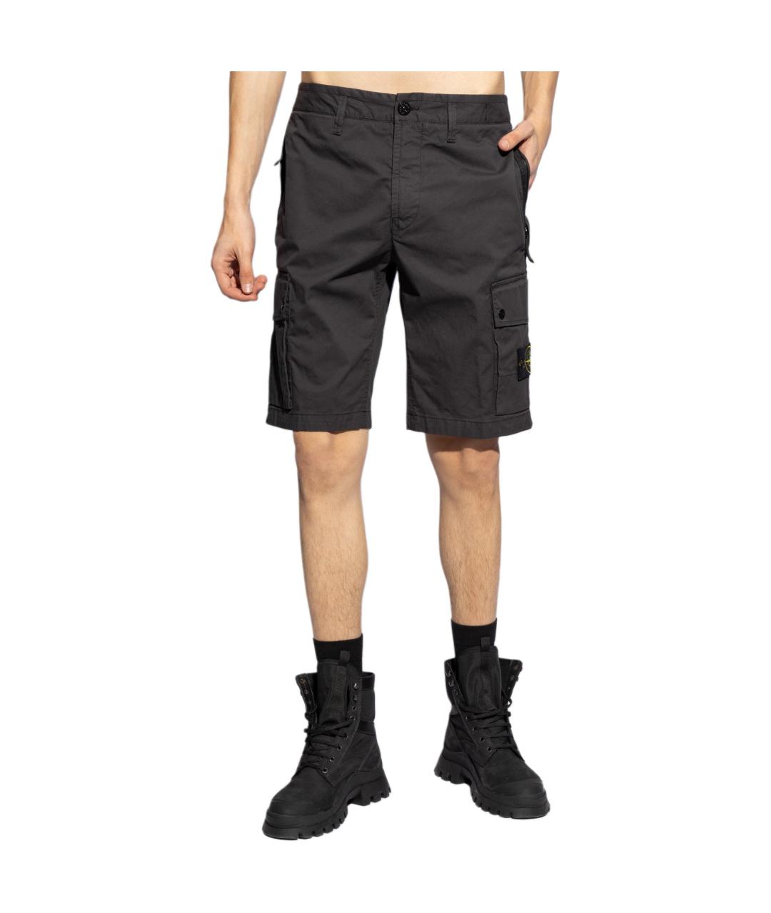 STONE ISLAND Черные шорты, фото 3