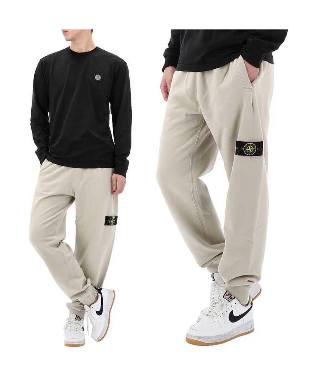 STONE ISLAND Бежевые повседневные брюки, фото 6