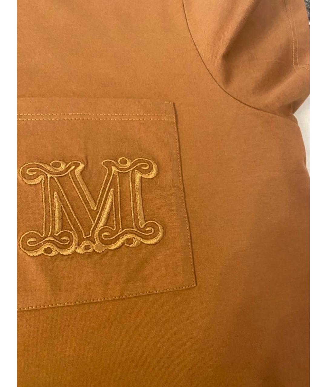 MAX MARA Коричневая хлопковая футболка, фото 4