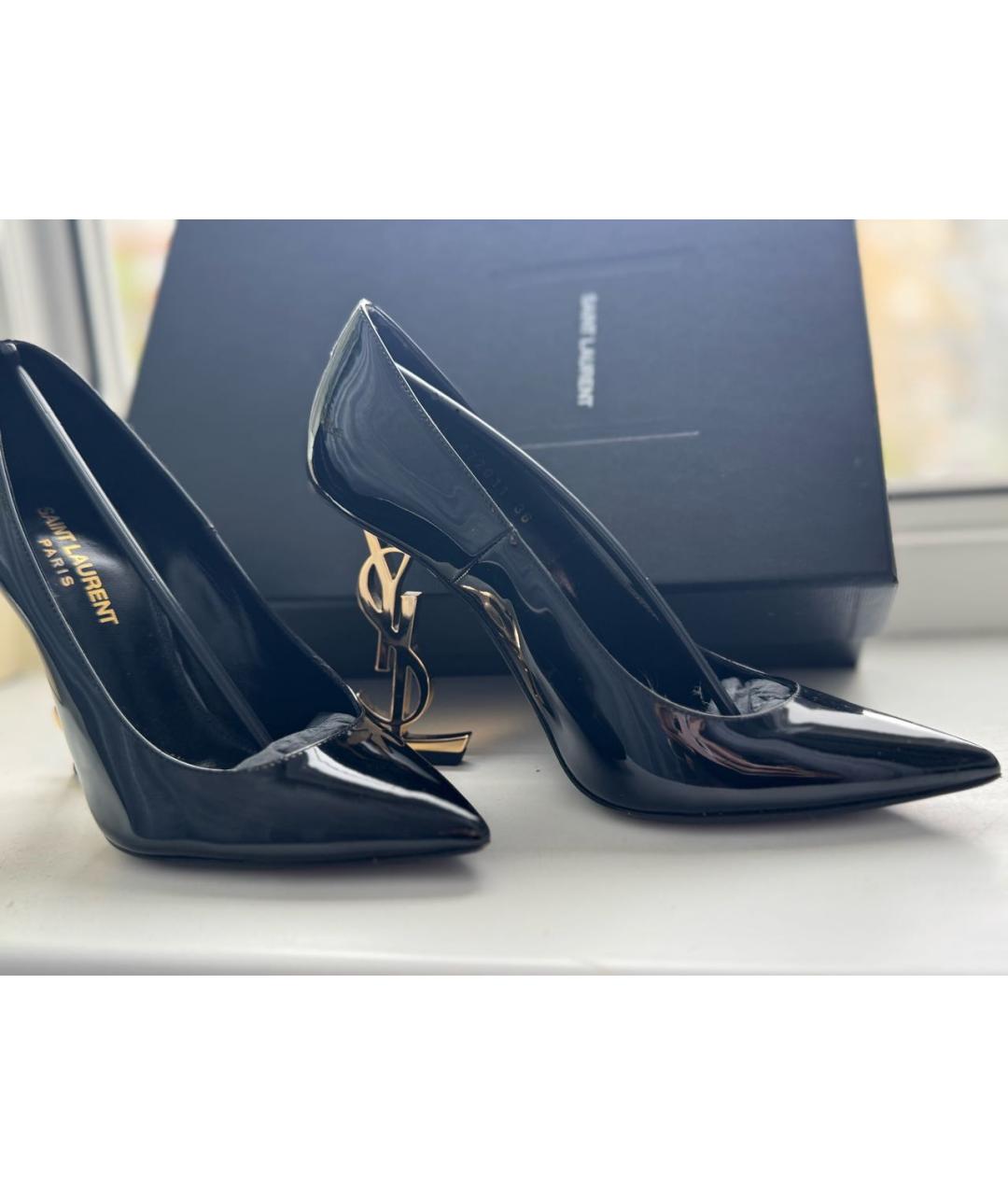 SAINT LAURENT Черные кожаные туфли, фото 5