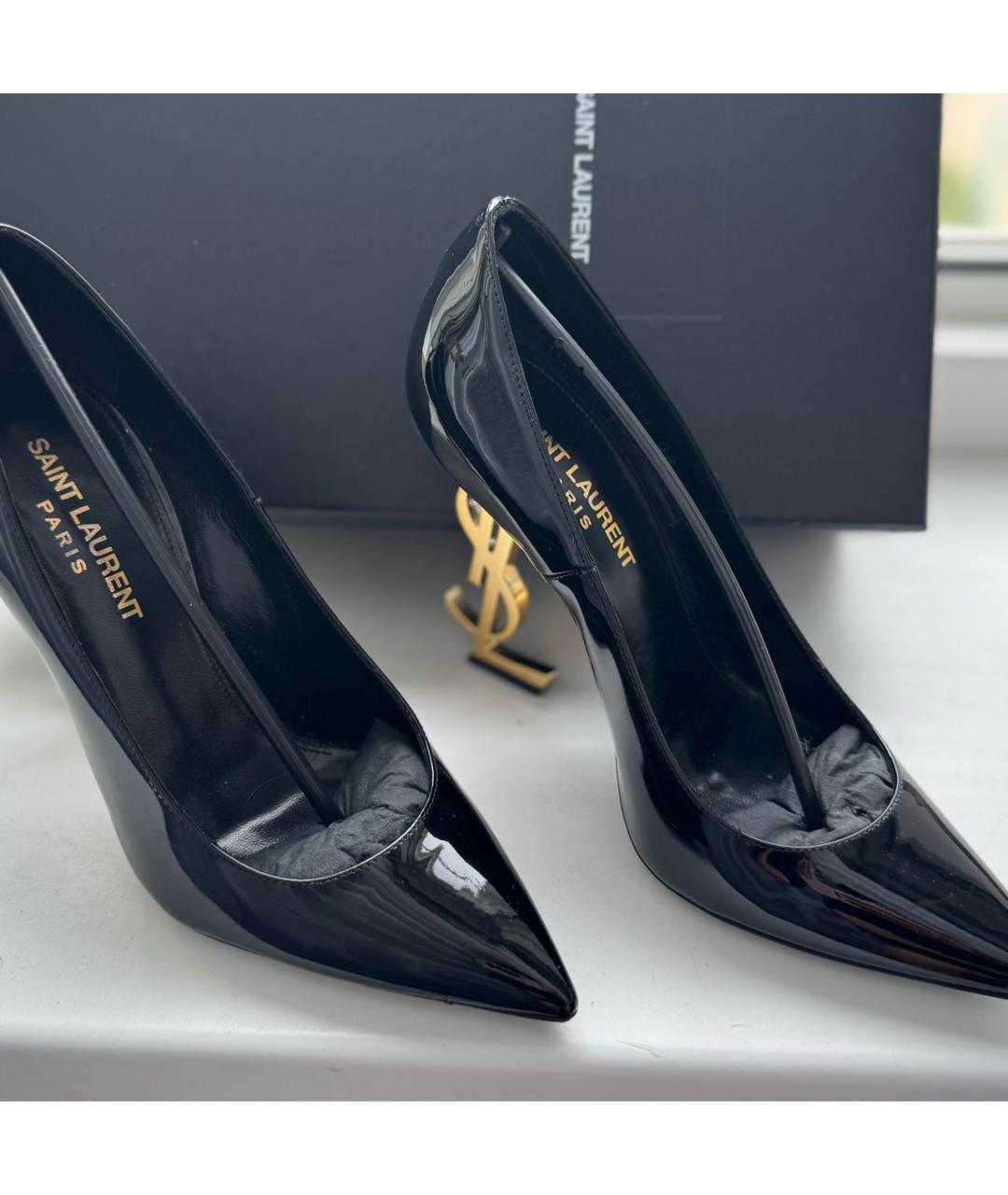 SAINT LAURENT Черные кожаные туфли, фото 2
