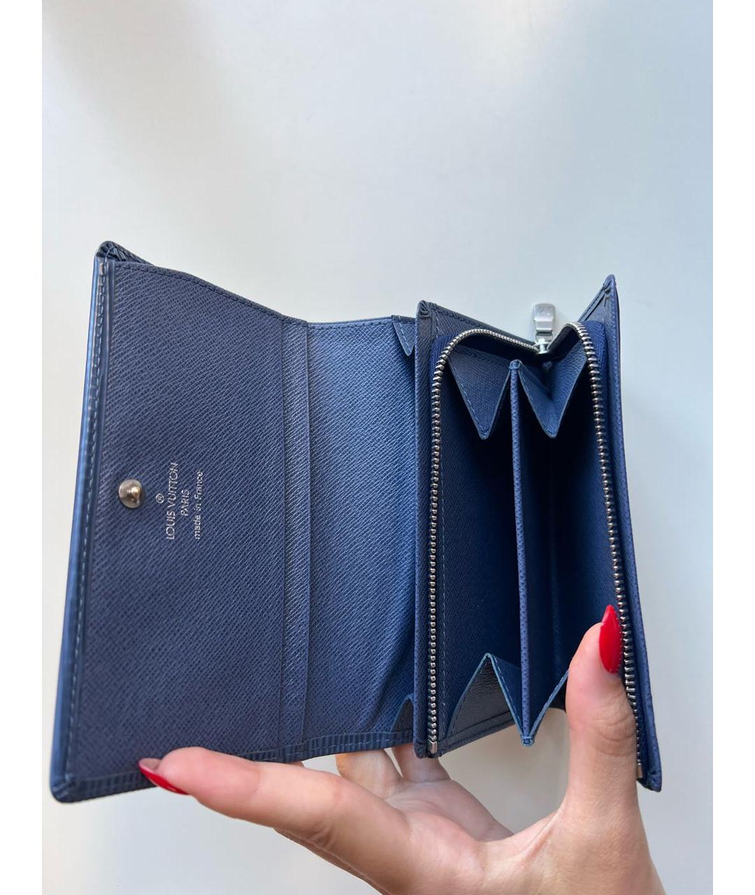 LOUIS VUITTON Синий кожаный кошелек, фото 5