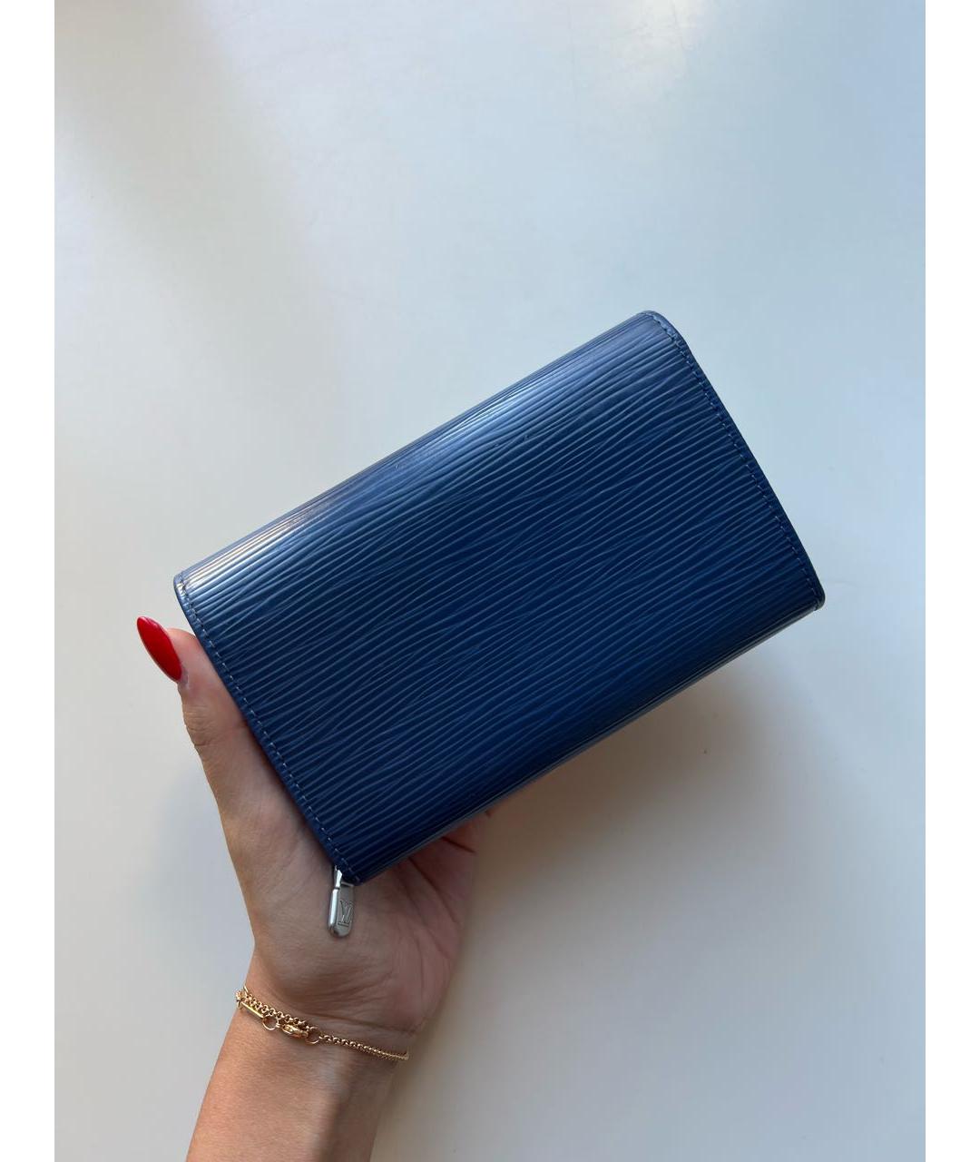 LOUIS VUITTON Синий кожаный кошелек, фото 2