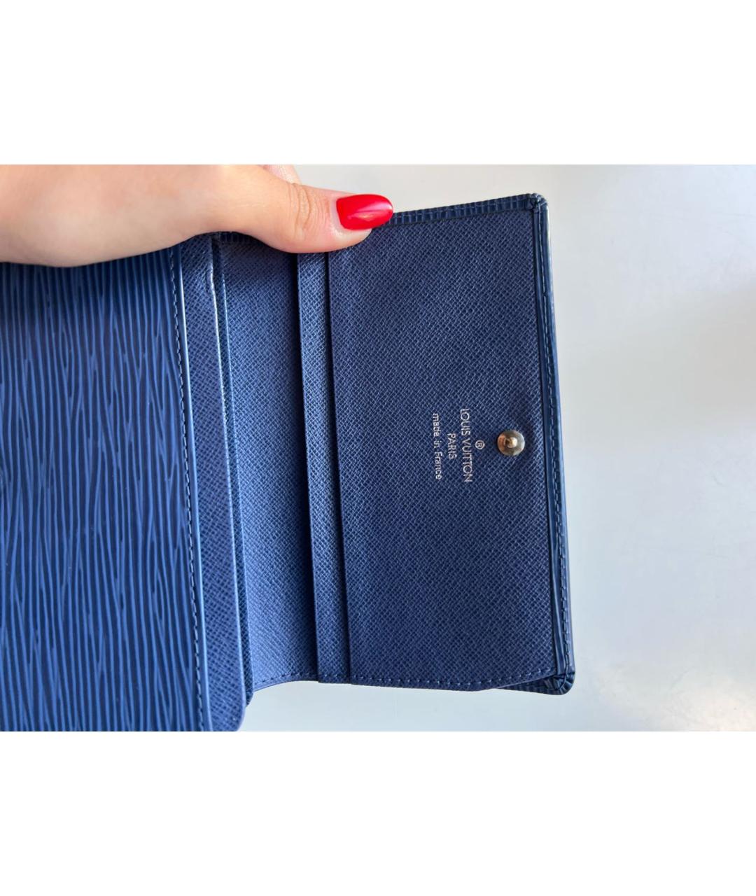 LOUIS VUITTON Синий кожаный кошелек, фото 4