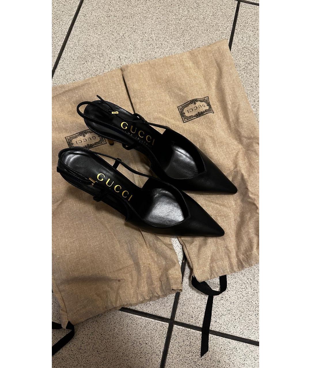 GUCCI Черные кожаные туфли, фото 3