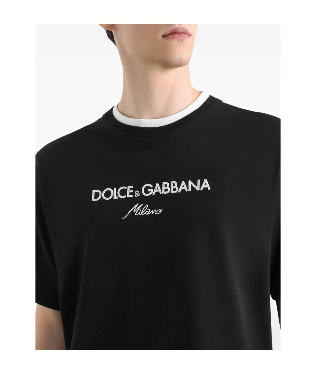 DOLCE&GABBANA Черная хлопковая футболка, фото 4