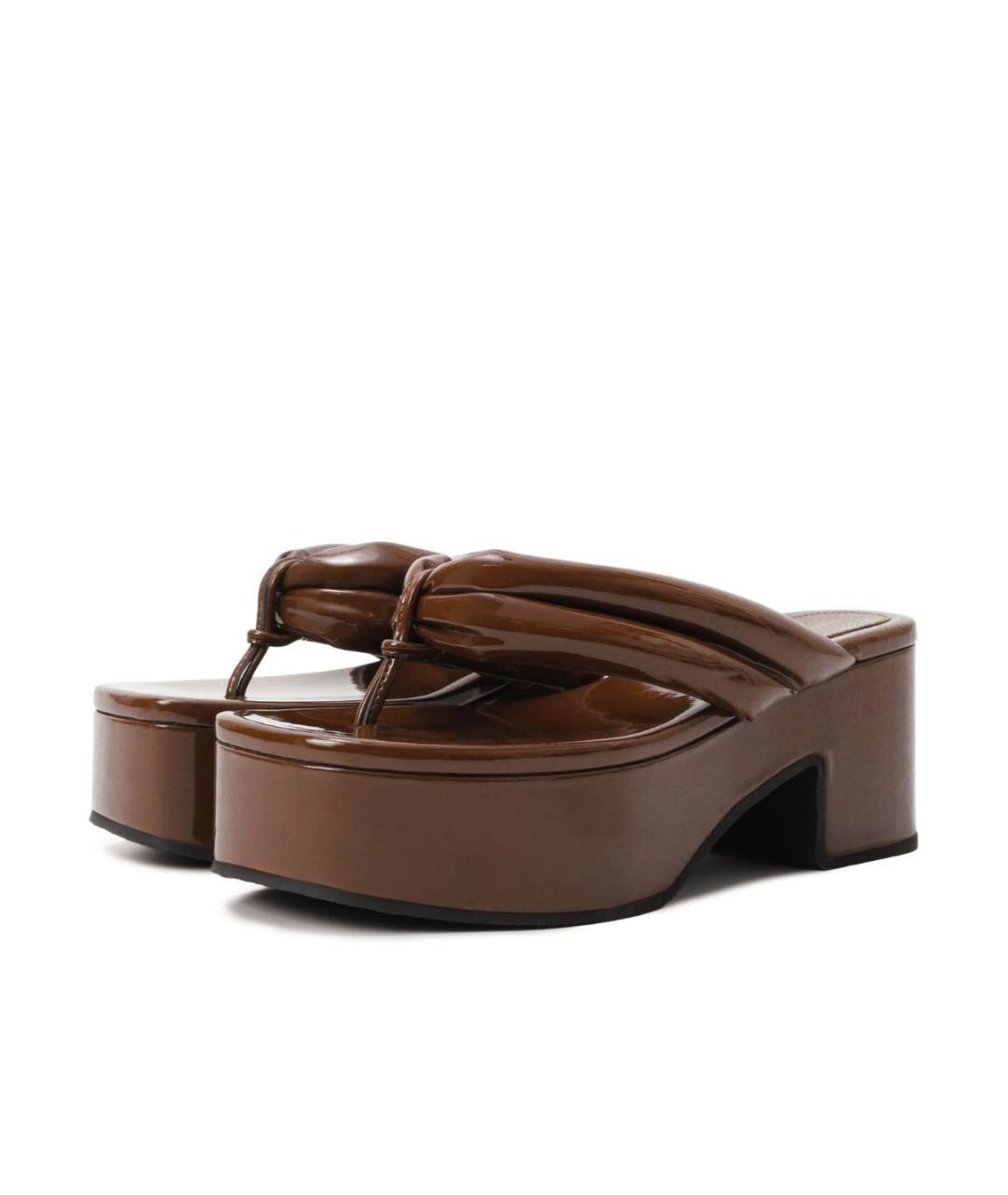 DRIES VAN NOTEN Коричневые сабо из лакированной кожи, фото 4
