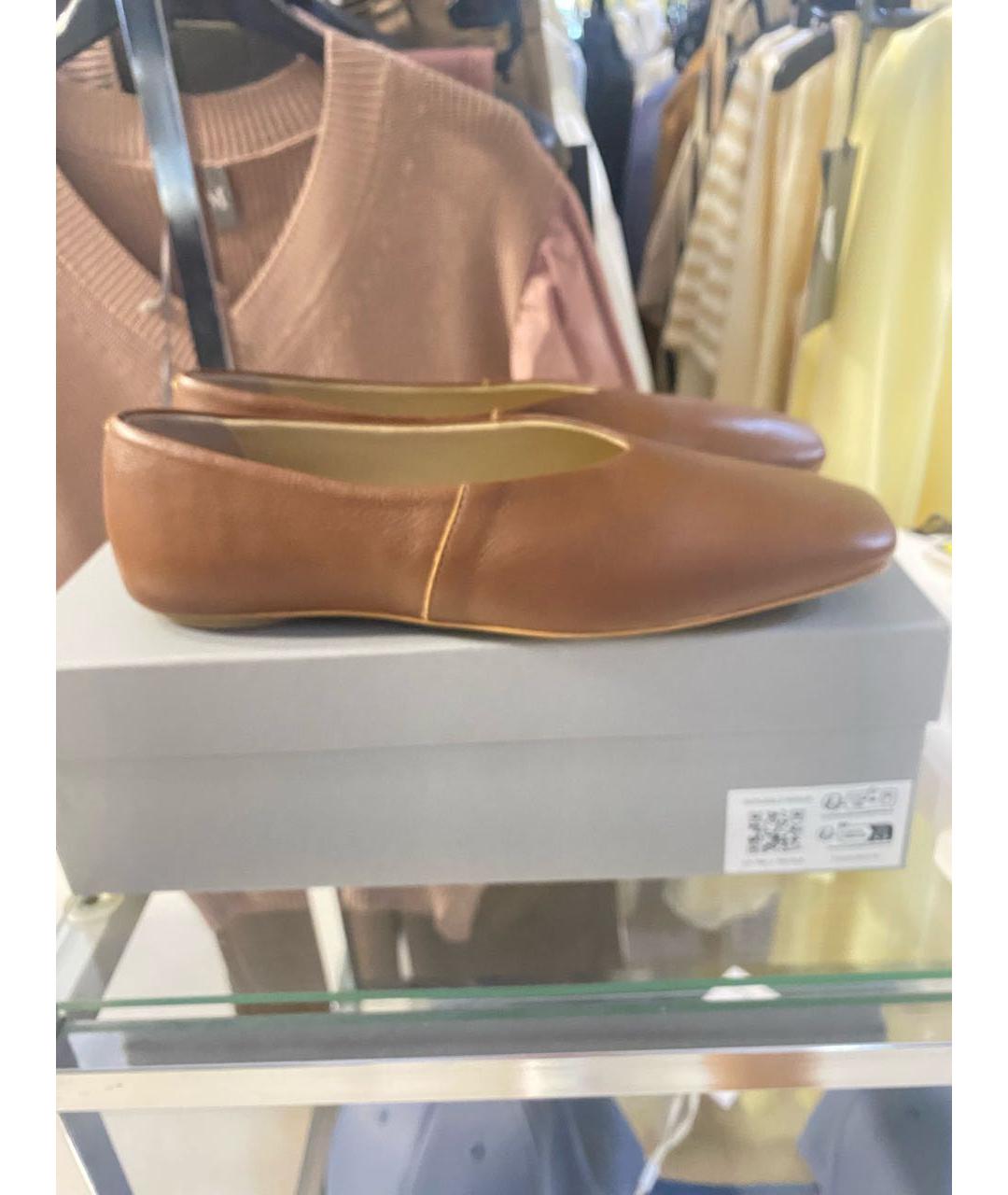 MAX MARA Коричневые кожаные балетки, фото 5