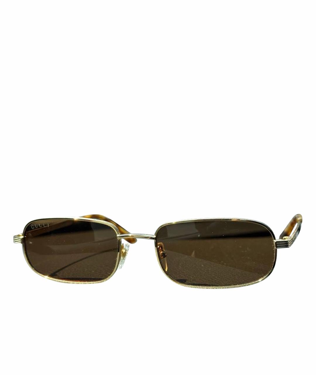 GUCCI Коричневые металлические солнцезащитные очки, фото 1
