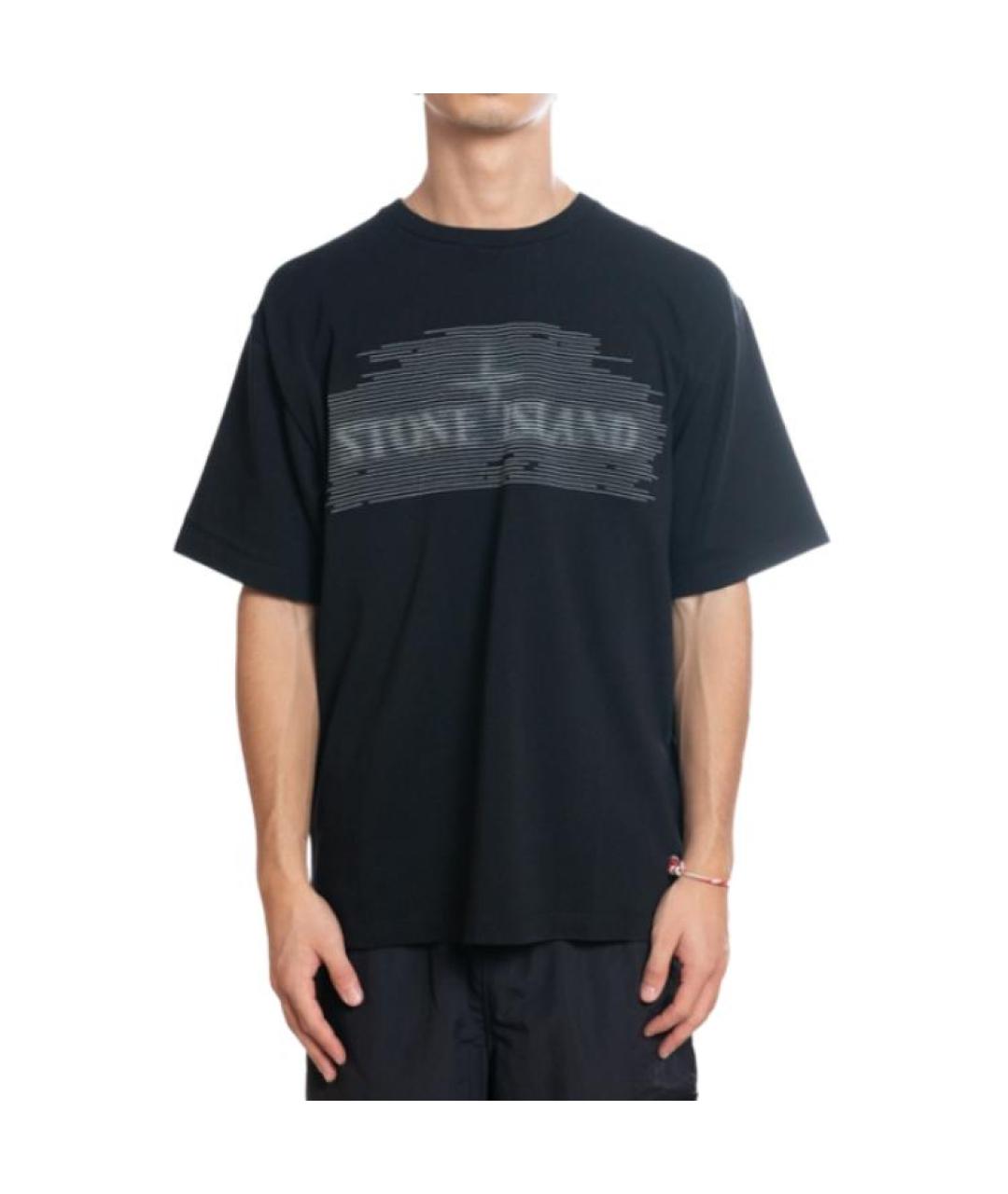 STONE ISLAND Черная хлопковая футболка, фото 4