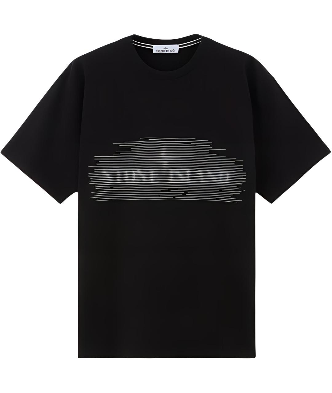 STONE ISLAND Черная хлопковая футболка, фото 1