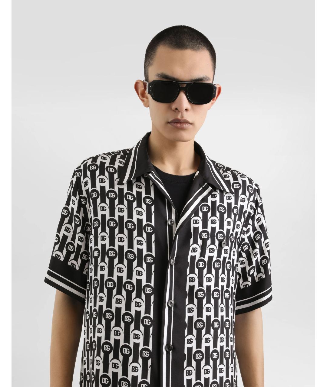 DOLCE&GABBANA Черная шелковая кэжуал рубашка, фото 4