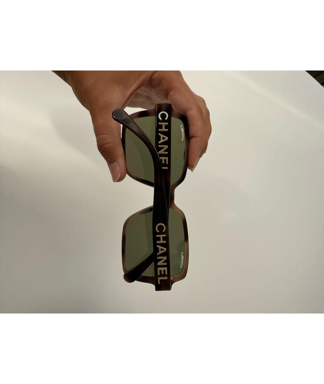 CHANEL Коричневые пластиковые солнцезащитные очки, фото 2