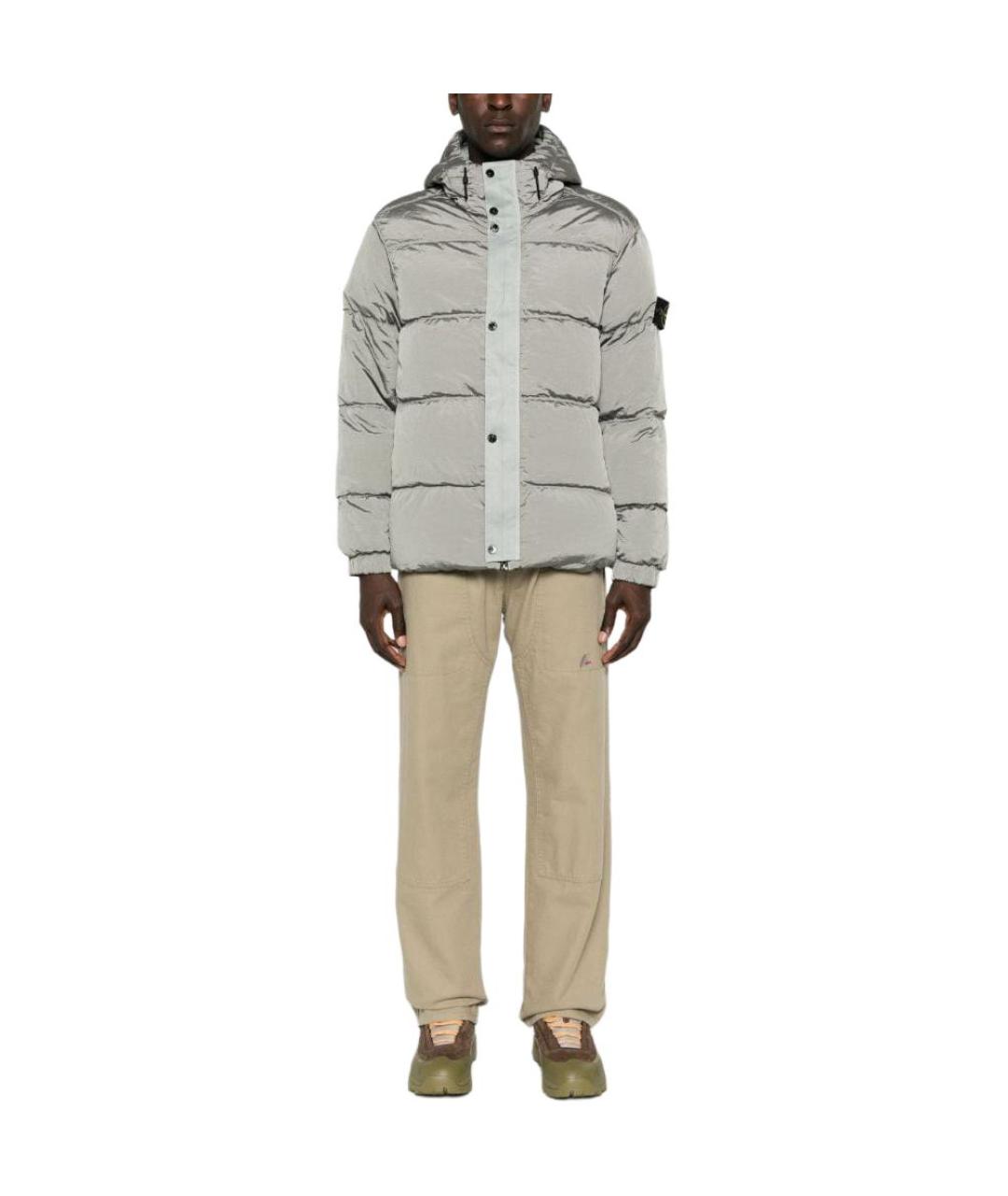 STONE ISLAND Серый пуховик, фото 3