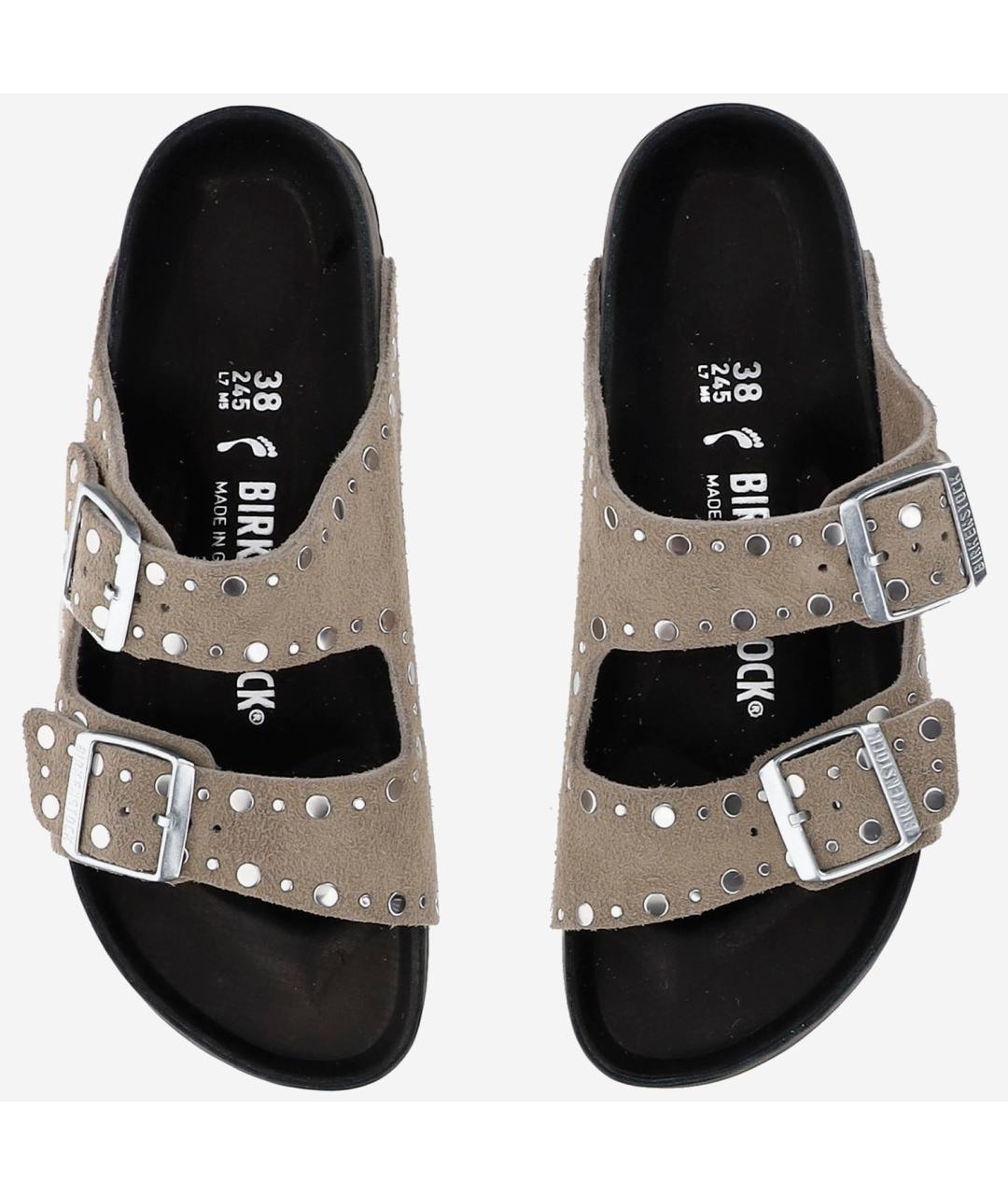 BIRKENSTOCK Бежевые замшевые шлепанцы, фото 4