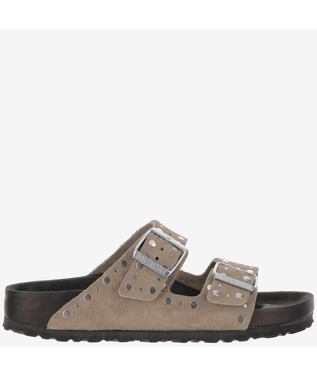 BIRKENSTOCK Бежевые замшевые шлепанцы, фото 6
