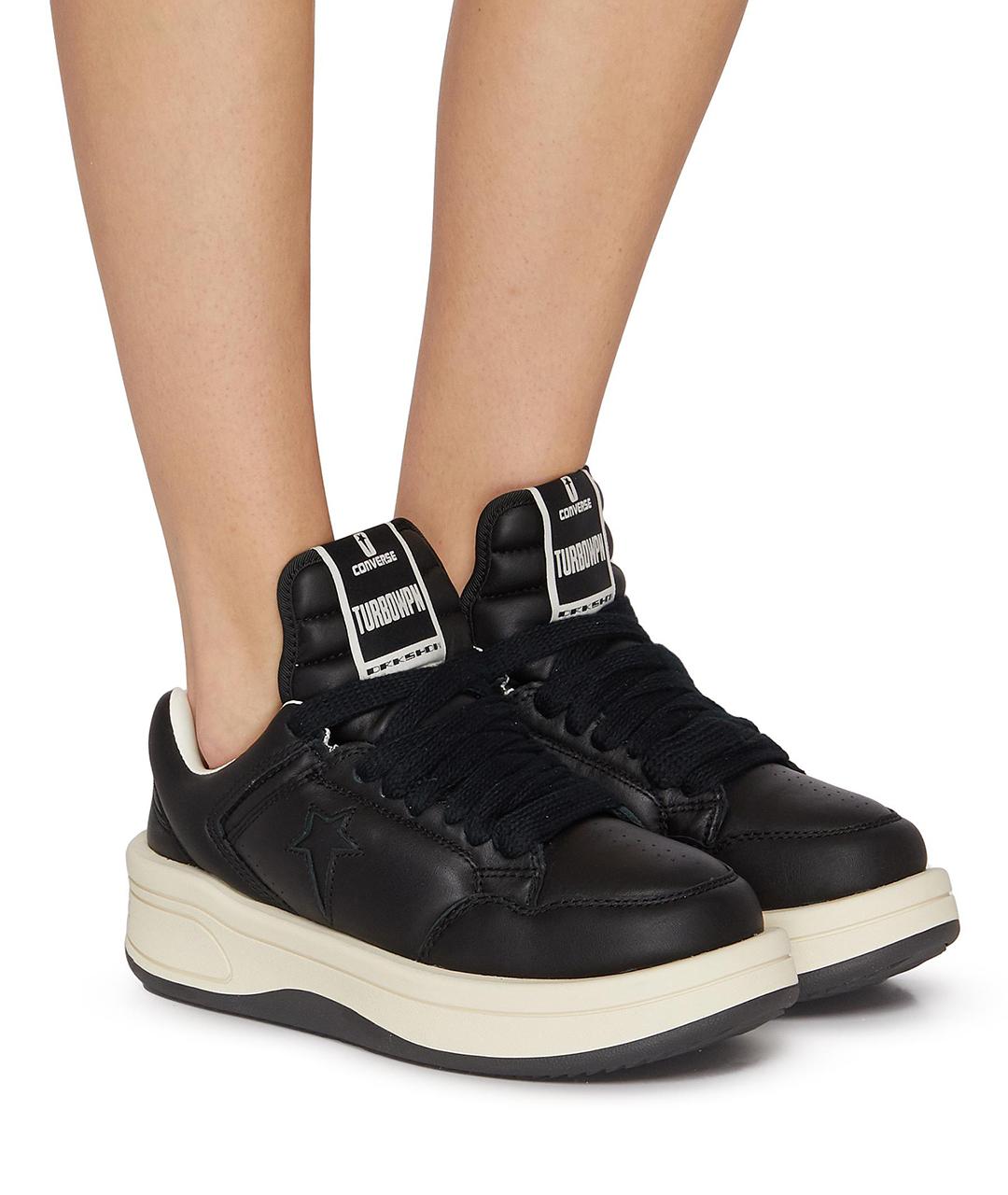 RICK OWENS Черные кожаные низкие кроссовки / кеды, фото 6