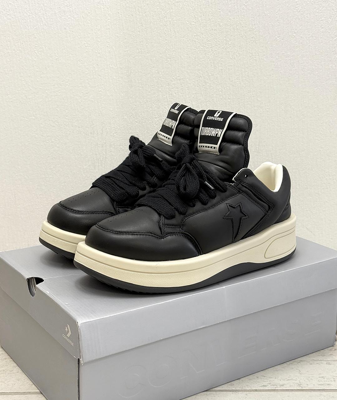 RICK OWENS Черные кожаные низкие кроссовки / кеды, фото 2