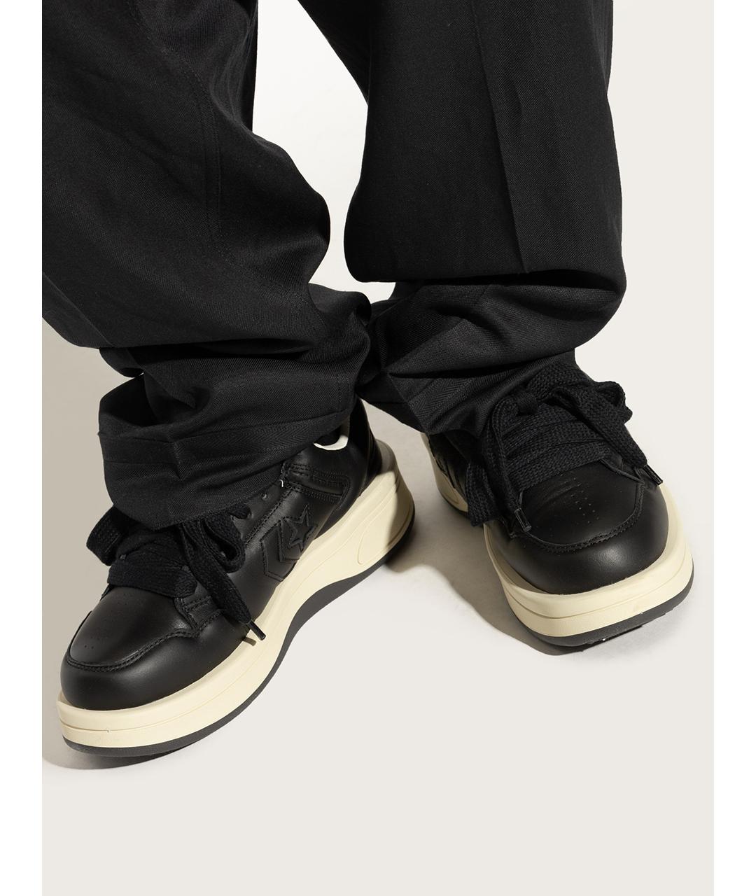 RICK OWENS Черные кожаные низкие кроссовки / кеды, фото 8