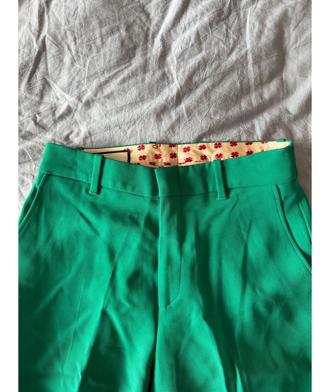 GUCCI Зеленые прямые брюки, фото 4