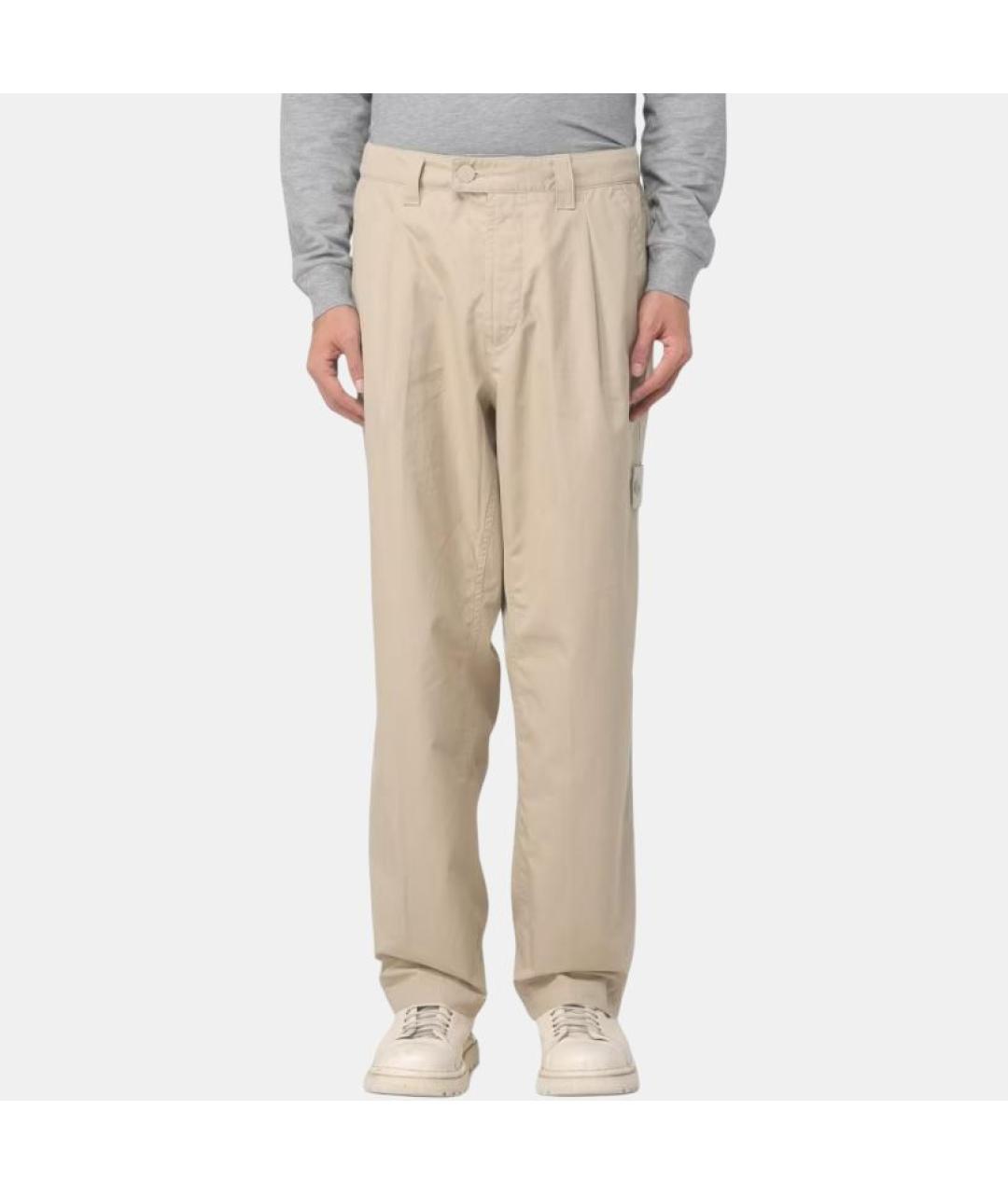 STONE ISLAND Бежевые хлопковые повседневные брюки, фото 5